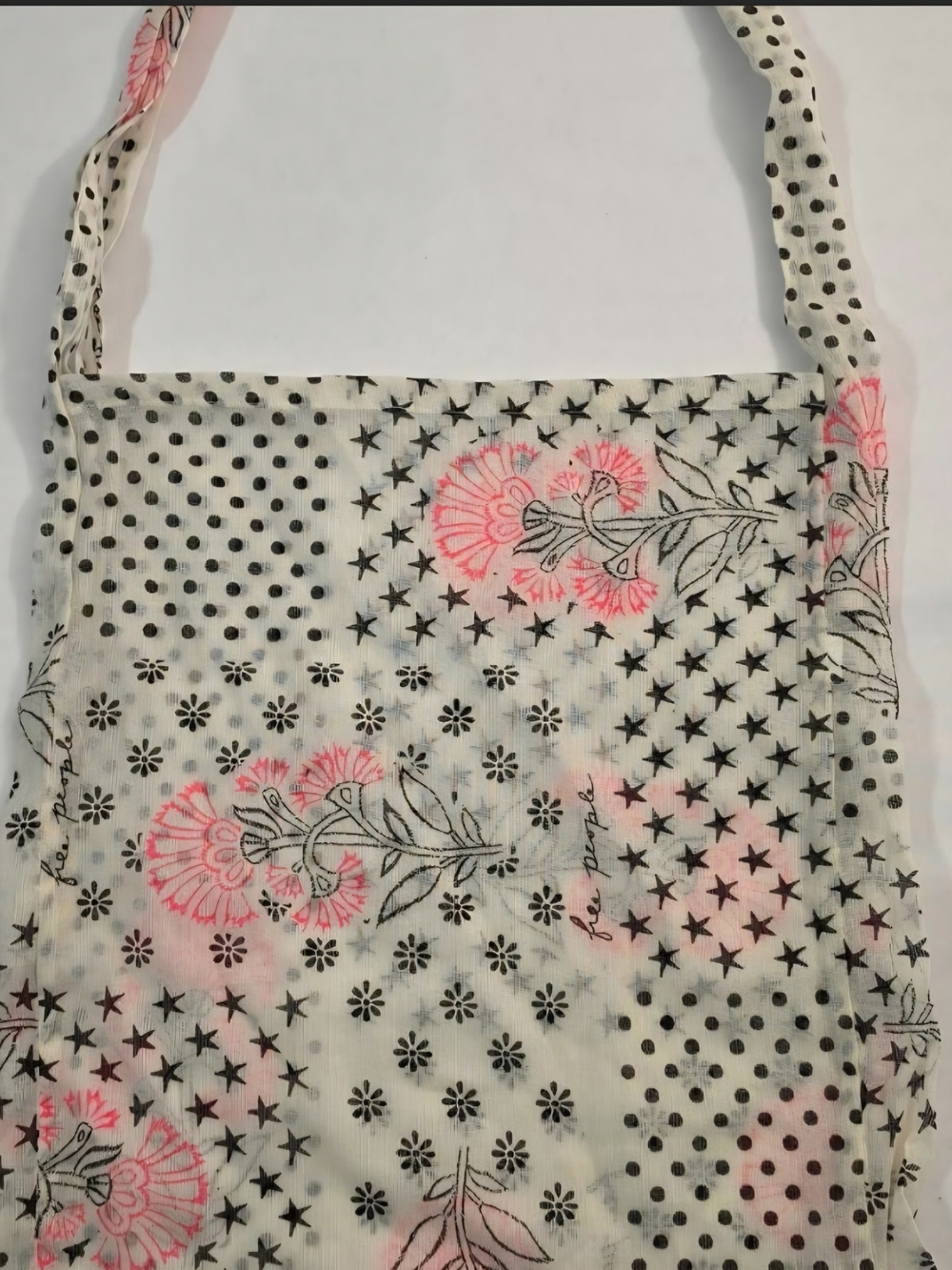 Free People Boho Floral Star Print Lightweight Shoulder Tote Bag
